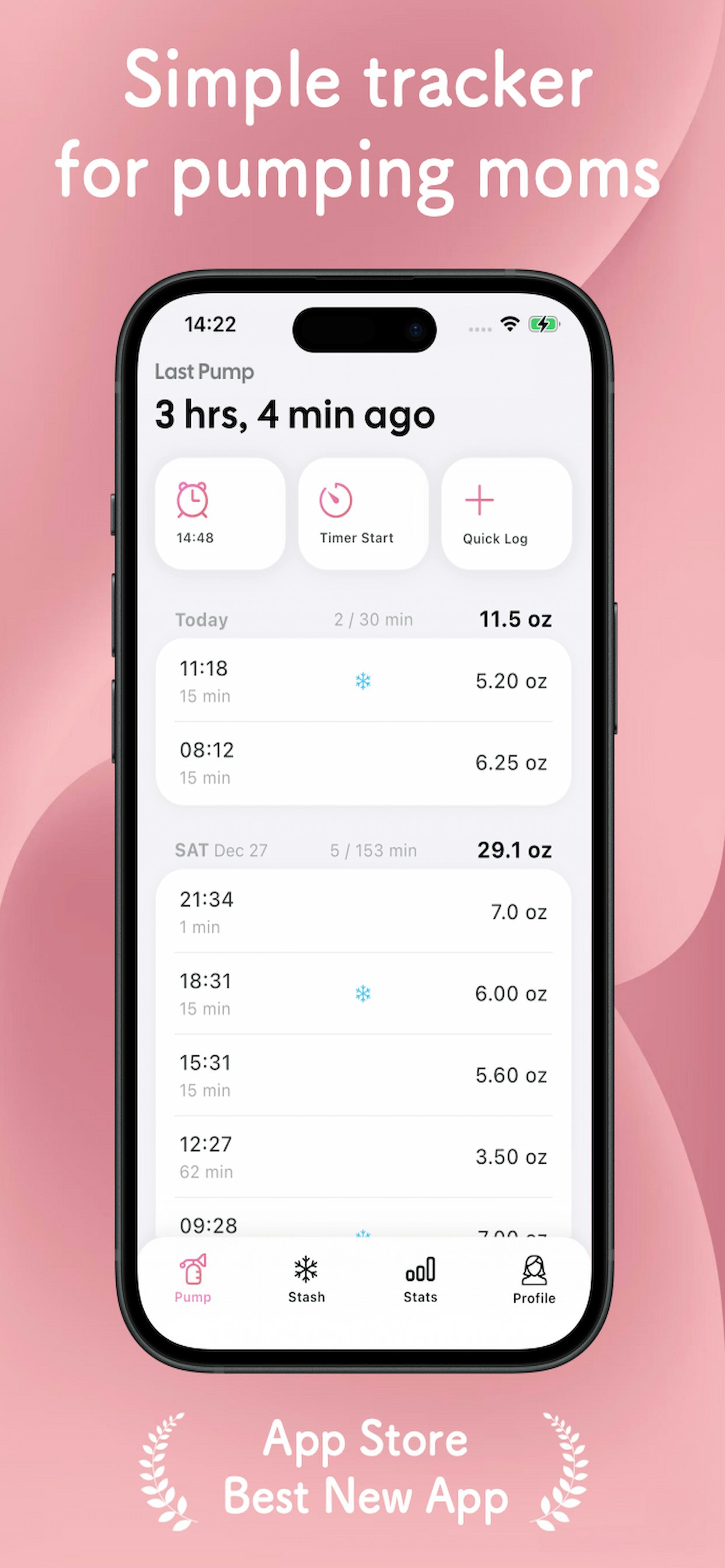 Easy Pump & Milk Stash Tracker - Main product screenshot demonstrating key features and user interface