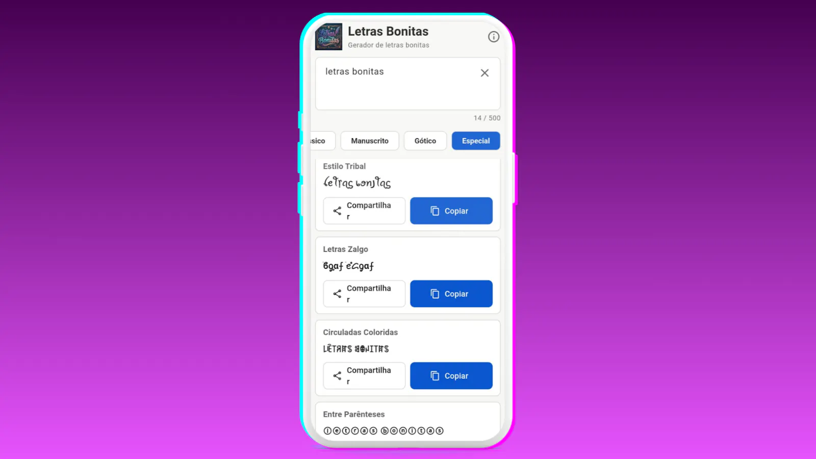 Letras Bonitas Tool screenshot 3
