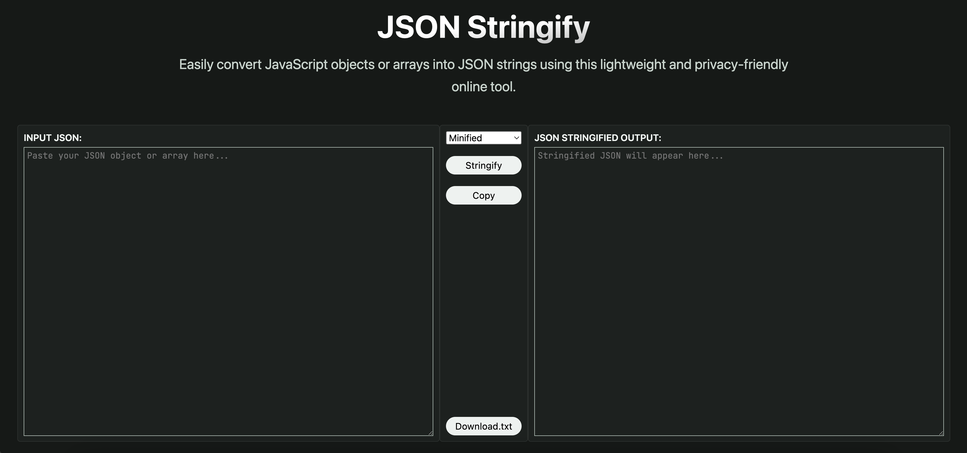 JSON Stringify - JS 객체 또는 배열을 온라인으로 JSON 문자열로 변환하십시오 미디어 1