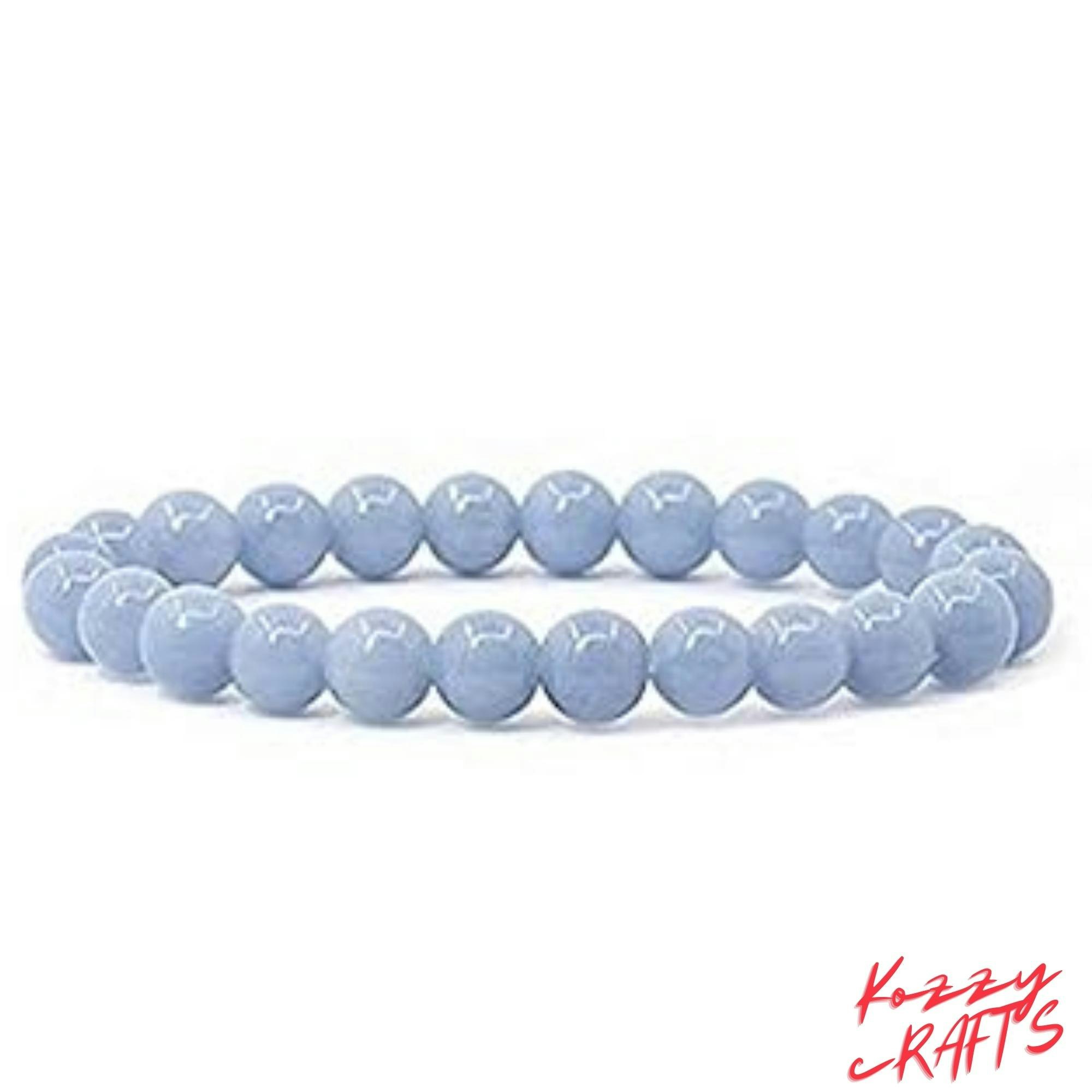 Angelit Bead Reiki Heilarmband - Natural Angelit Crystal Perle Reiki Heilarmband Medien 7