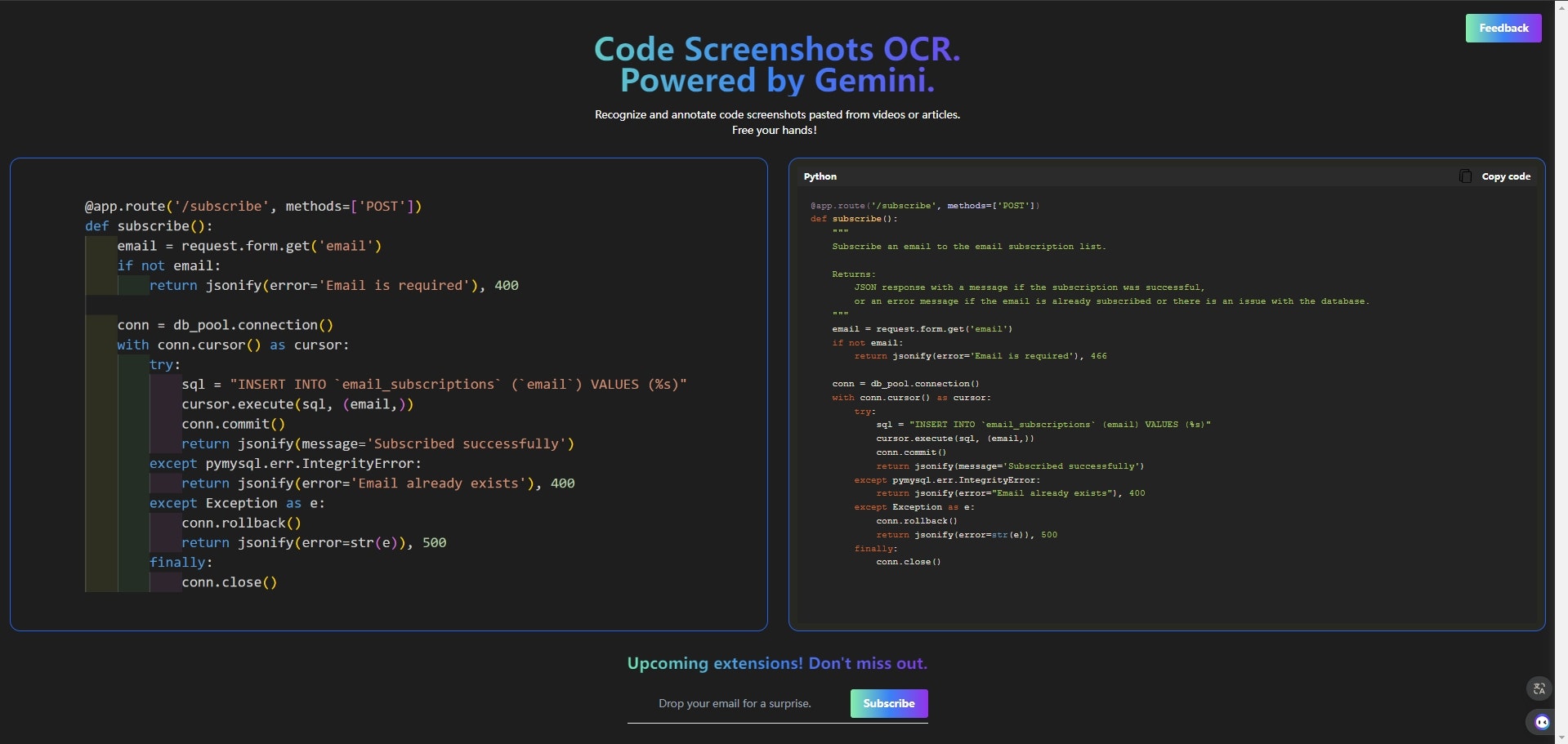 PIC2CODE - 轻松地从图像中提取和注释代码媒体1