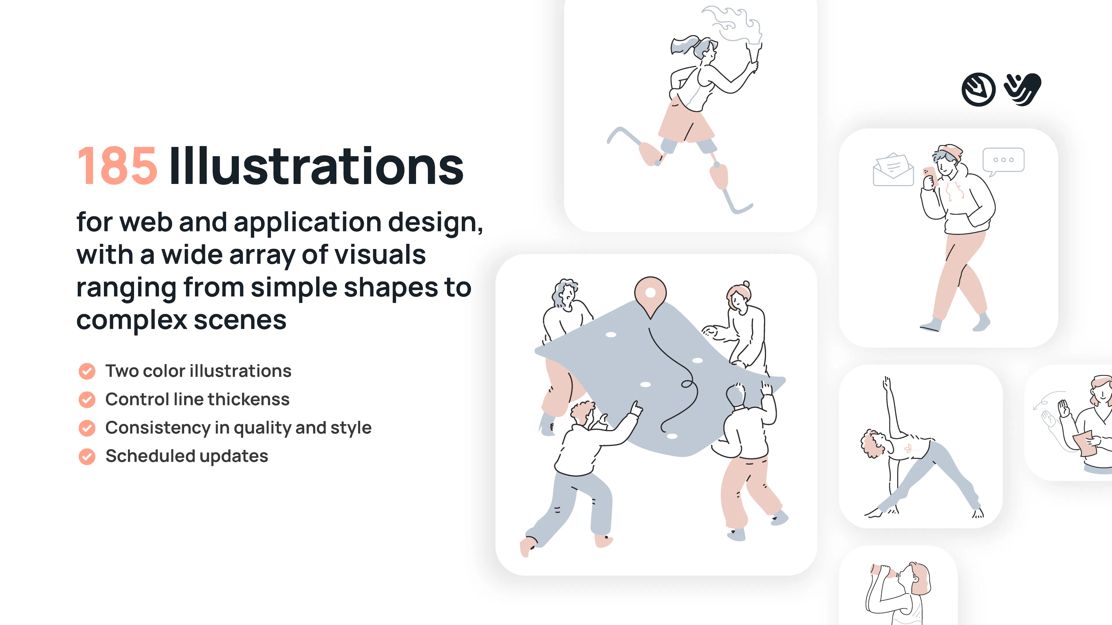 Ink illustrations: Minimal illustrations for UI design | Product Hunt