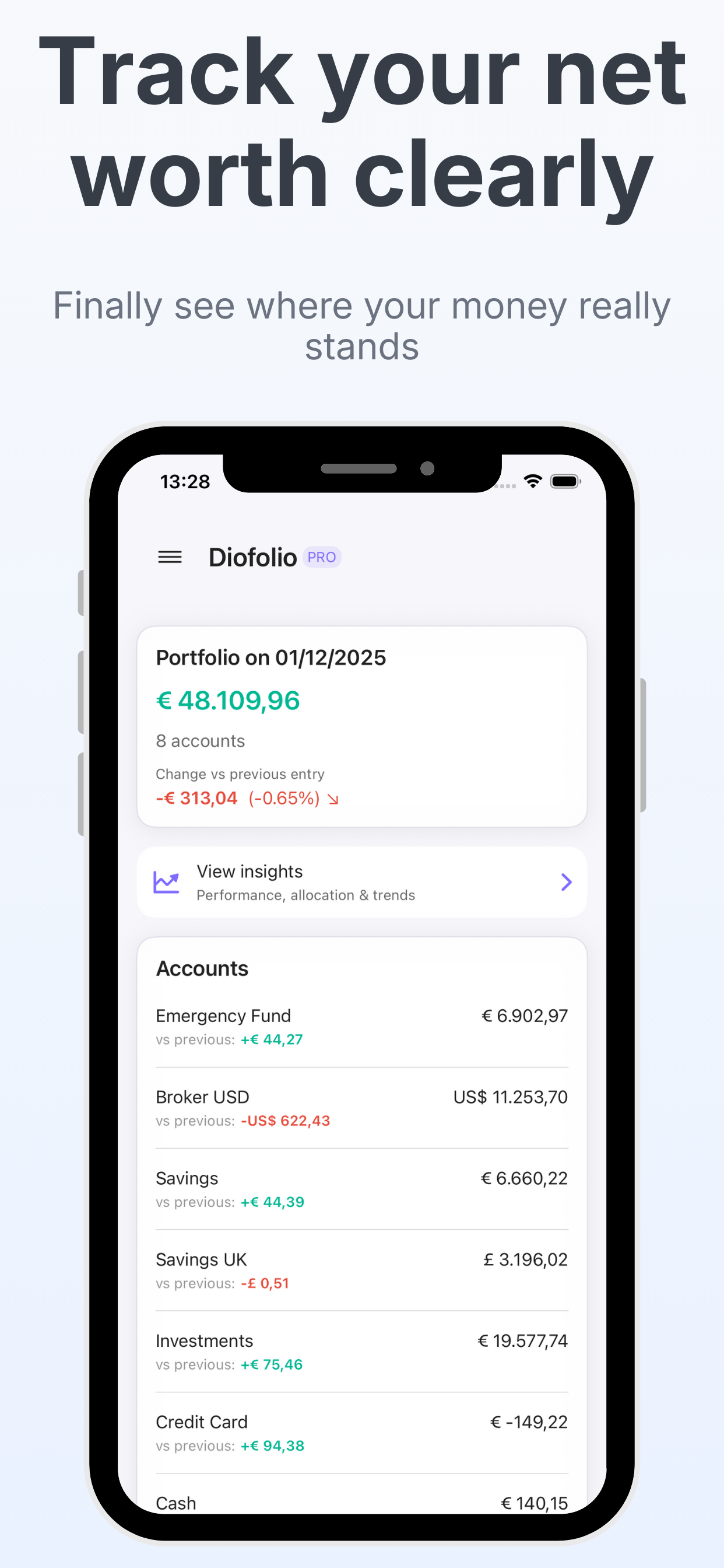Diofolio - Portfolio tracker - Screenshot 3 showing product features and functionality