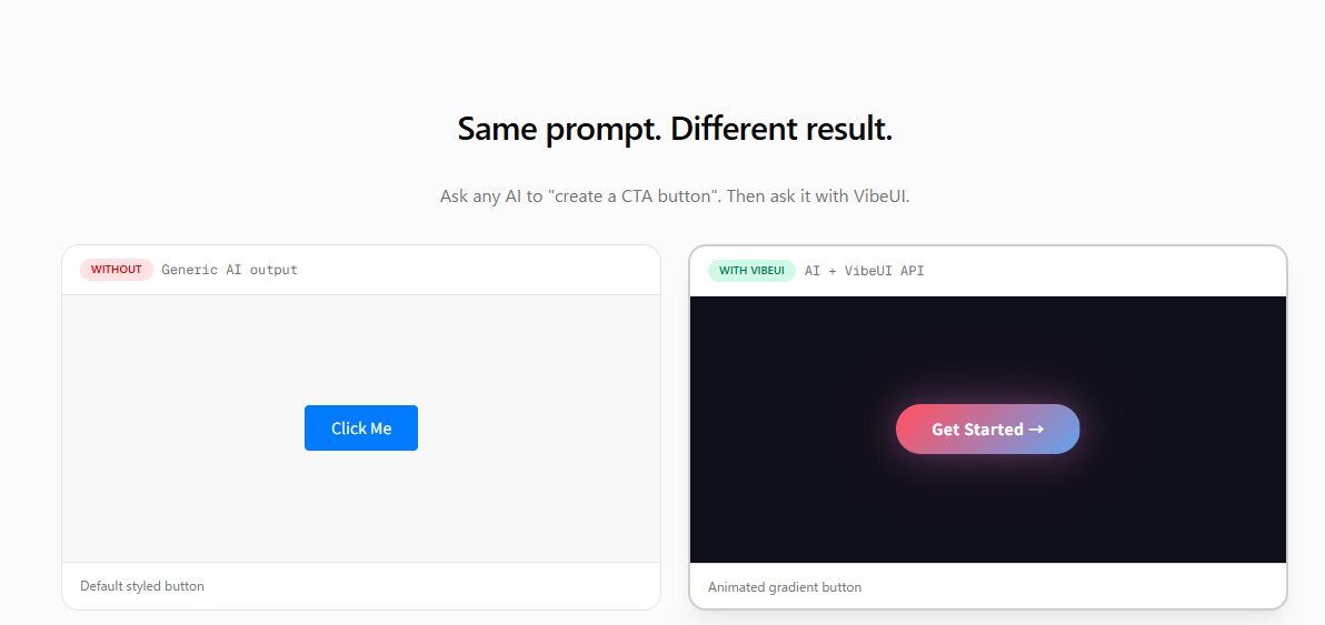 VibeUI - Main product screenshot demonstrating key features and user interface