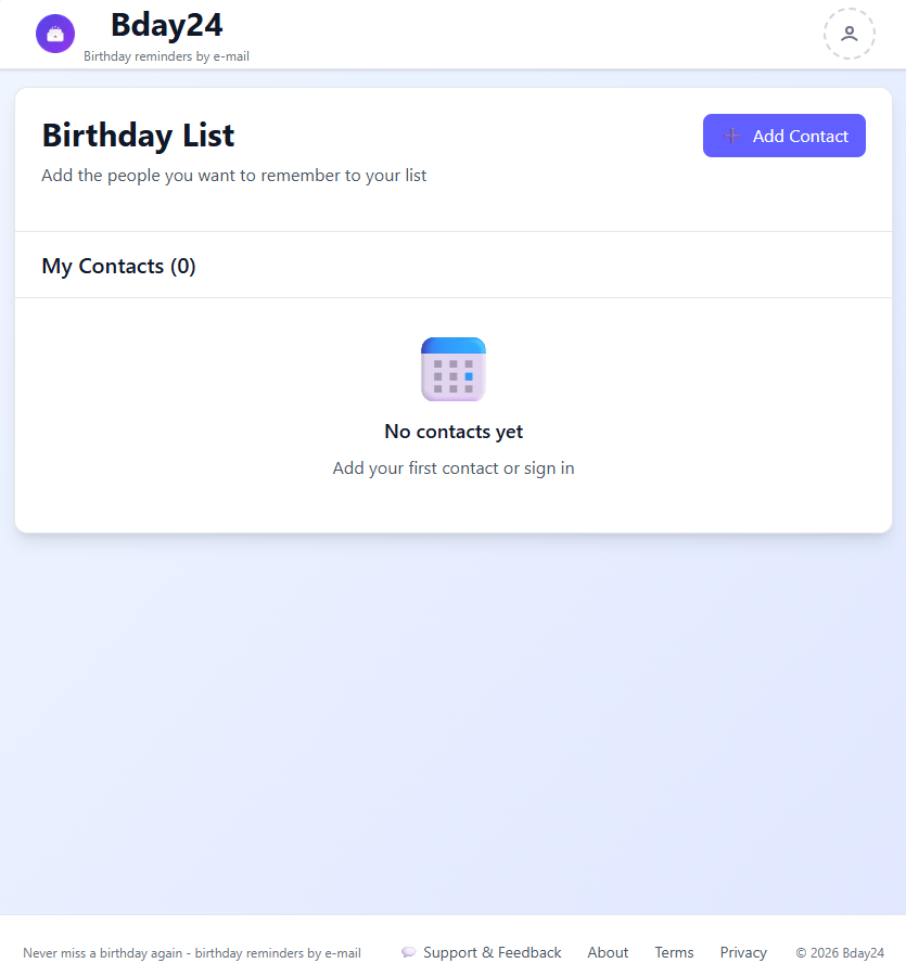 Bday24 - Main product screenshot demonstrating key features and user interface