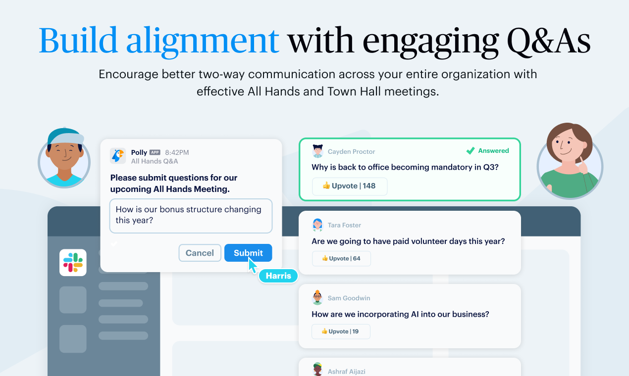 startuptile Polly-All hands Q&A + AMA in Slack to drive team-wide enagagement