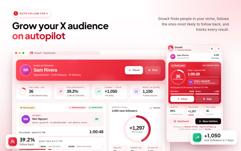 GrowX – Smarter Audience Growth on X screenshot 1