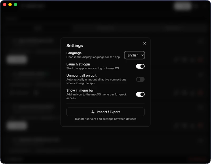 SSHFS GUI screenshot 2