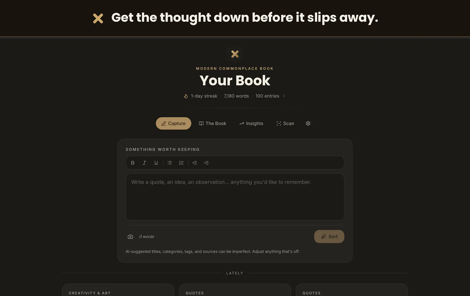 xotes, your modern commonplace book screenshot 1