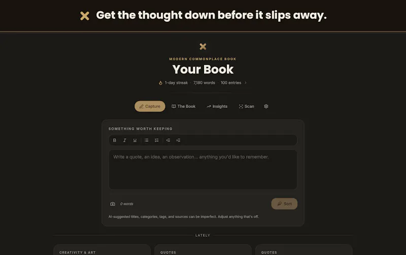 xotes, your modern commonplace book screenshot 1