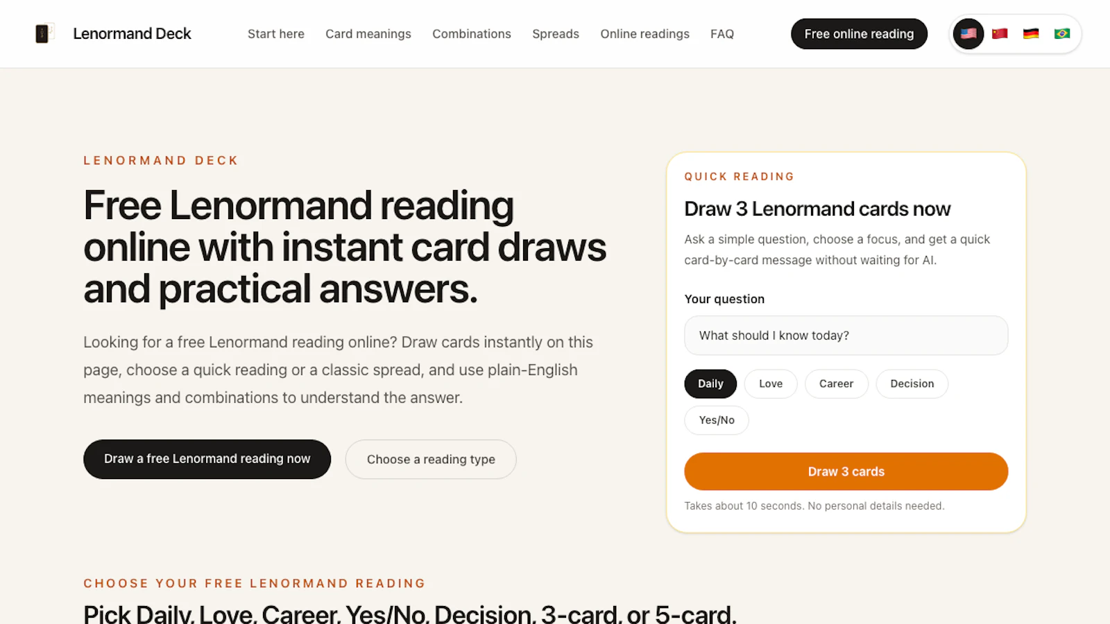 Free Lenormand Reading Online screenshot 1