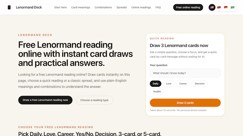 Free Lenormand Reading Online screenshot 1