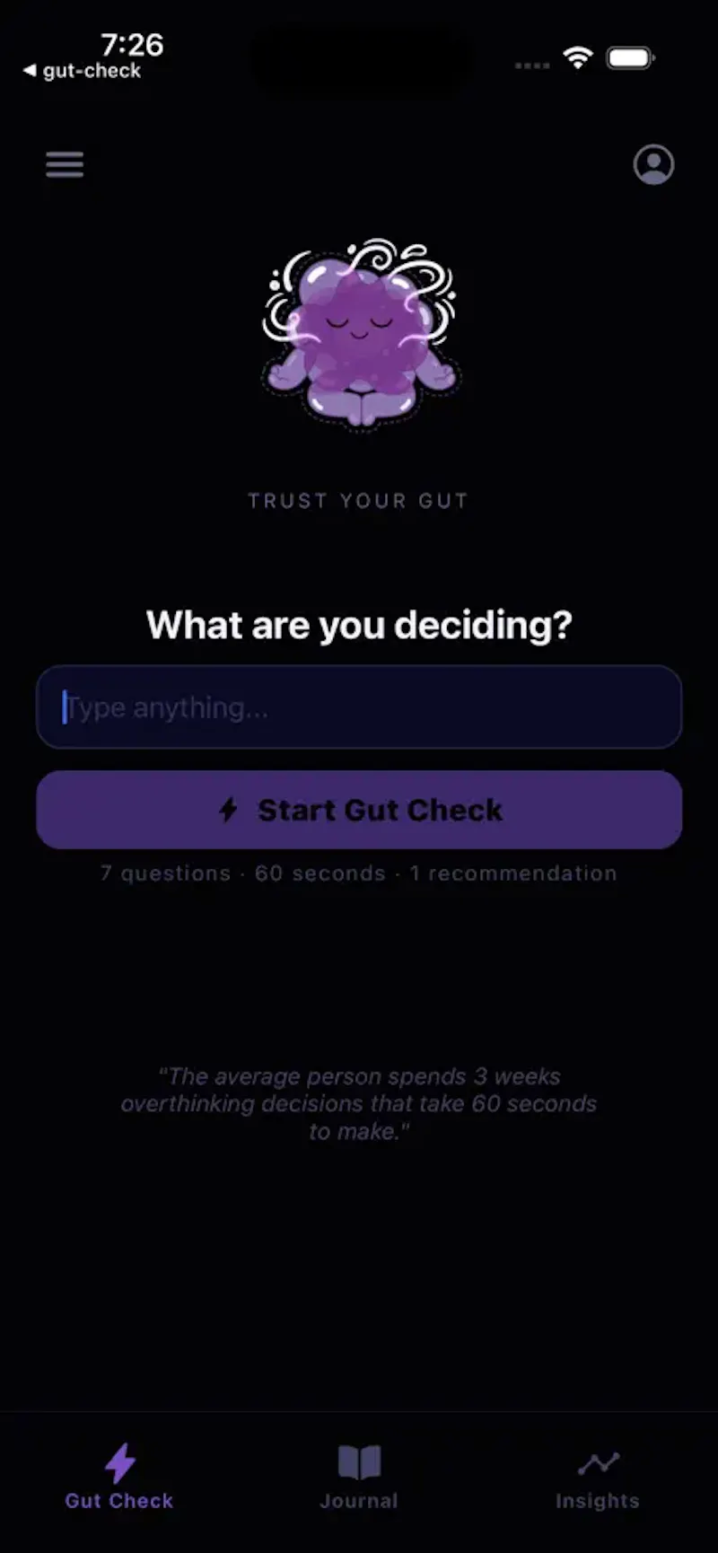 GutCheck Decision App screenshot 3