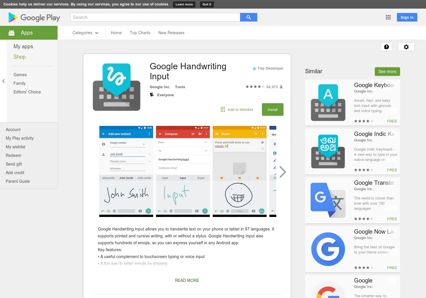 Google Handwriting Input