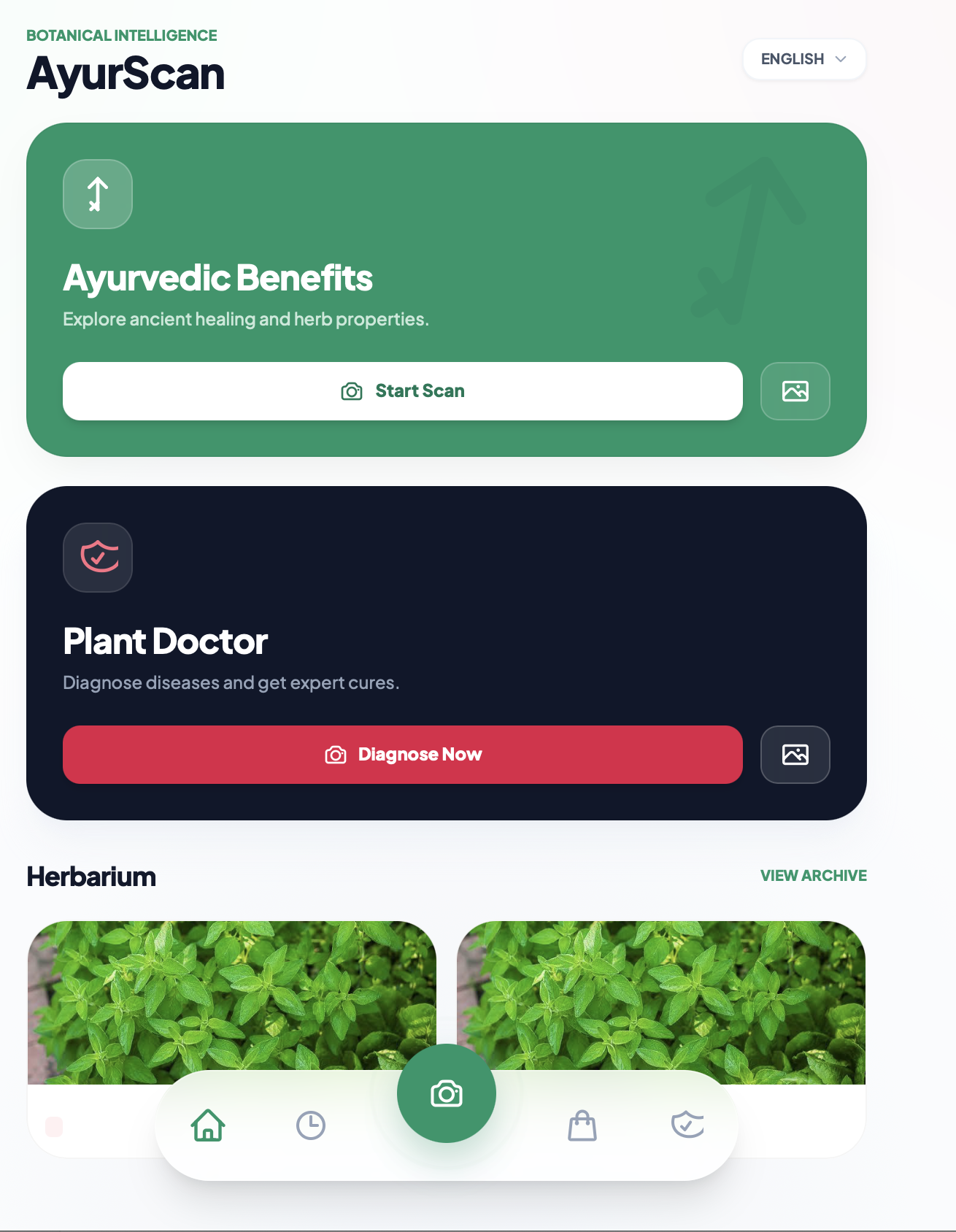 AyurScan - Main product screenshot demonstrating key features and user interface