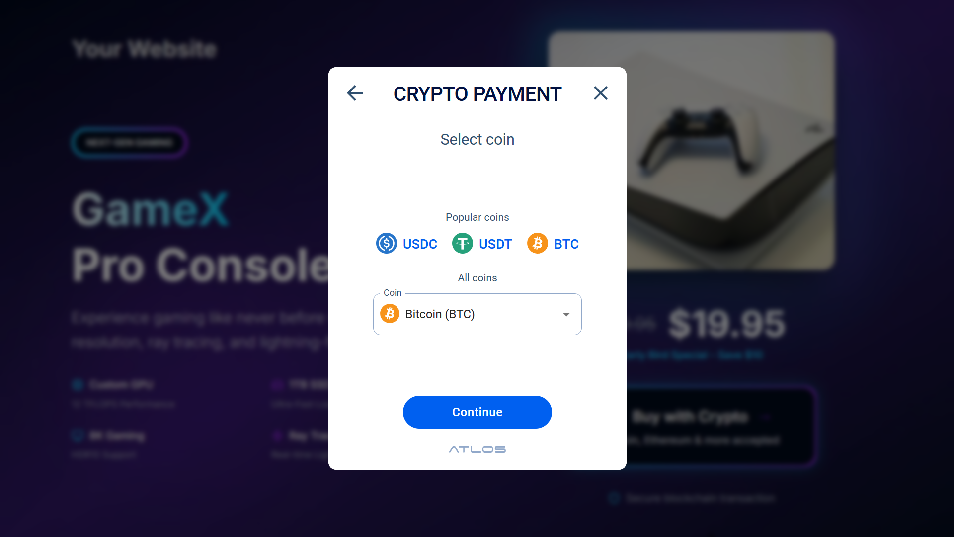 Atlos Crypto Payment Gateway - Ricevi pagamenti direttamente sul tuo portafoglio: nessun fondi congelati media 3