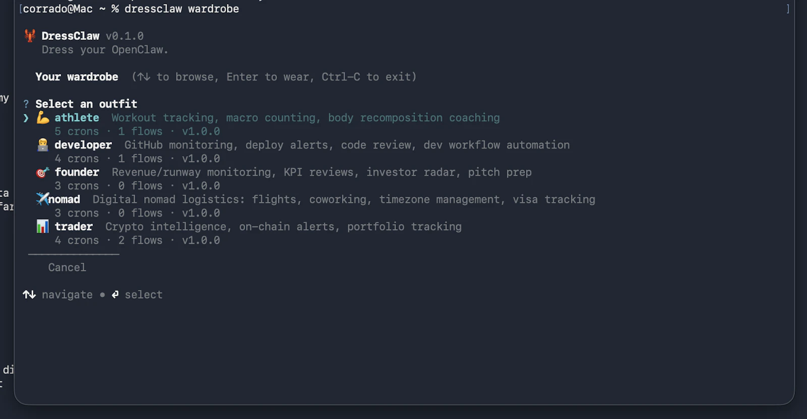 DressClaw—The Outfit Standard 4 OpenClaw screenshot 2