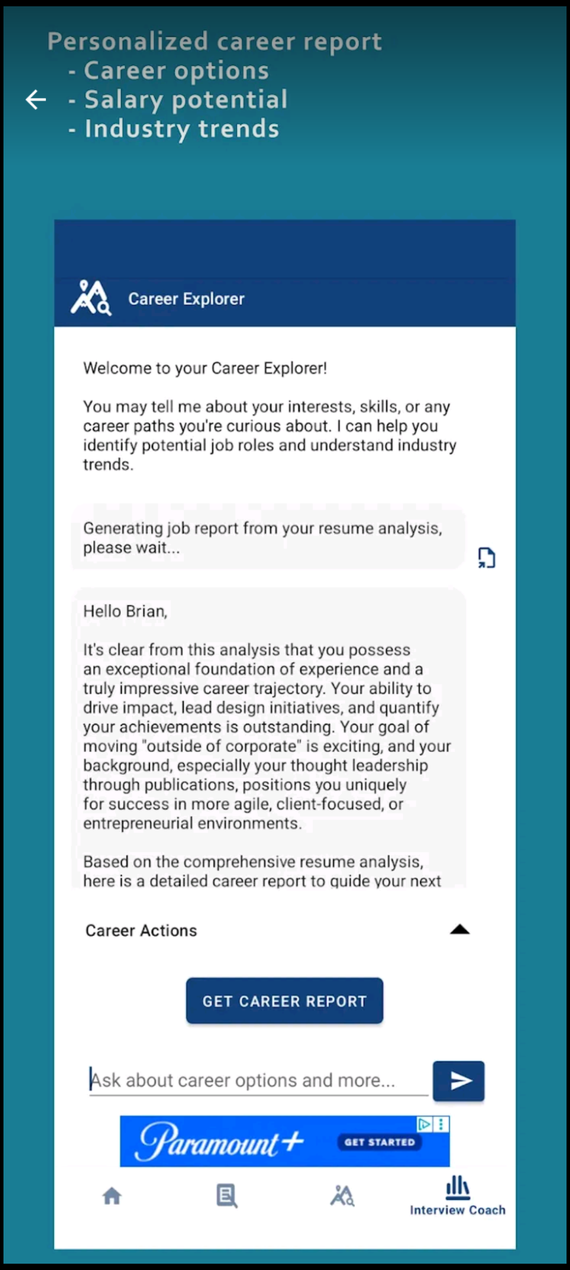 Career Camp: AI Career Coach - Screenshot 3 showing product features and functionality