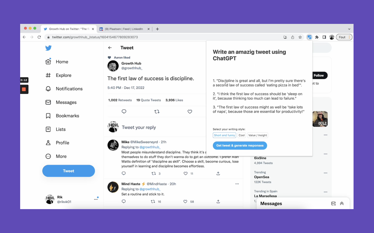Twittergpt Chrome एक्सटेंशन - CHATGPT के साथ ट्वीट्स का जवाब दें मीडिया 2