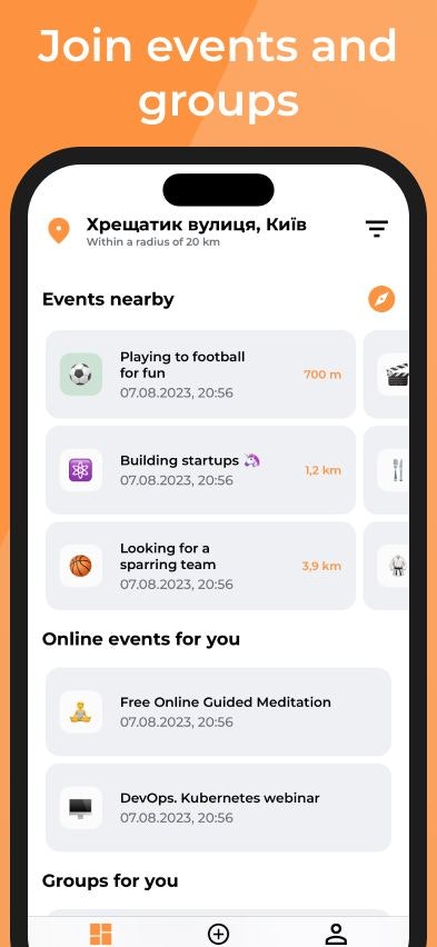 Mídia 1 de Equipe: grupos e eventos da cidade