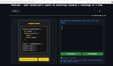 Peelcode Javascript Closures gallery image