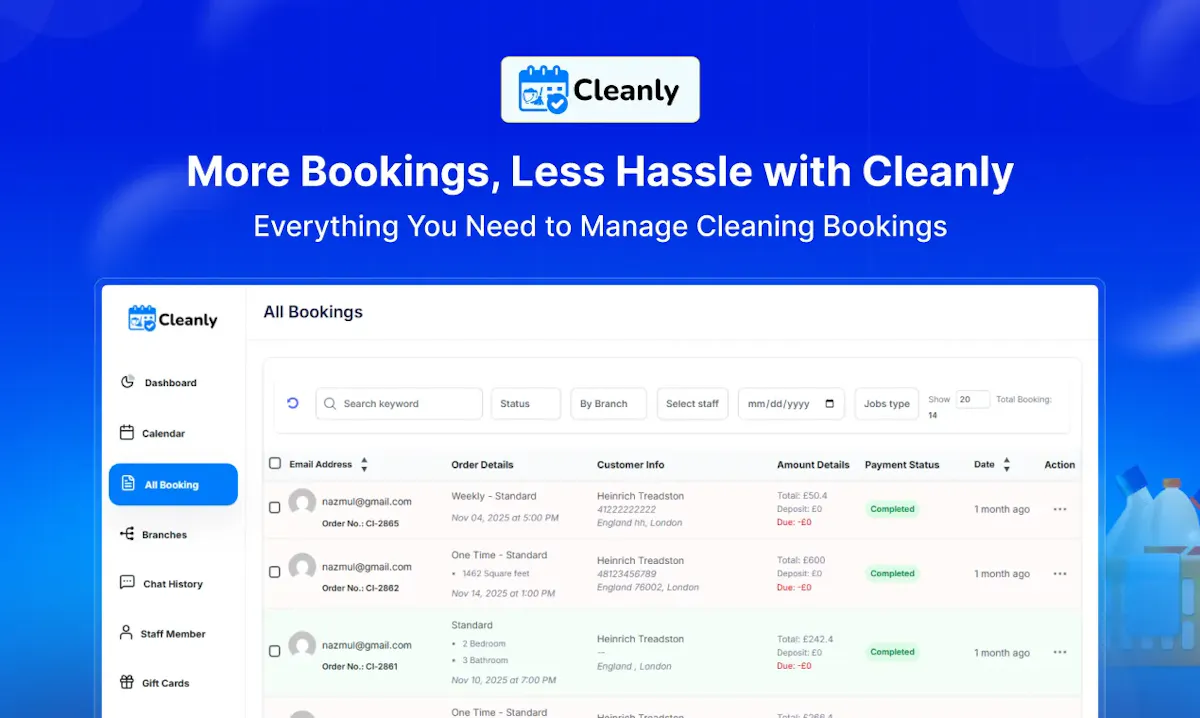 Cleanly – WP Cleaning Booking Software