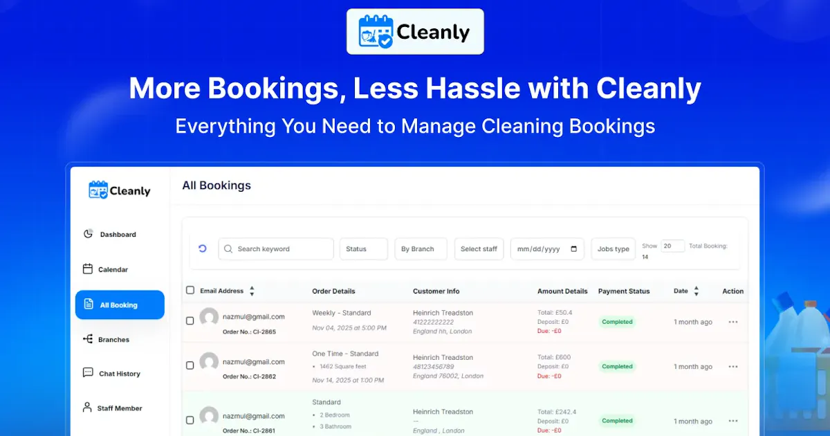 Cleanly – WP Cleaning Booking Software