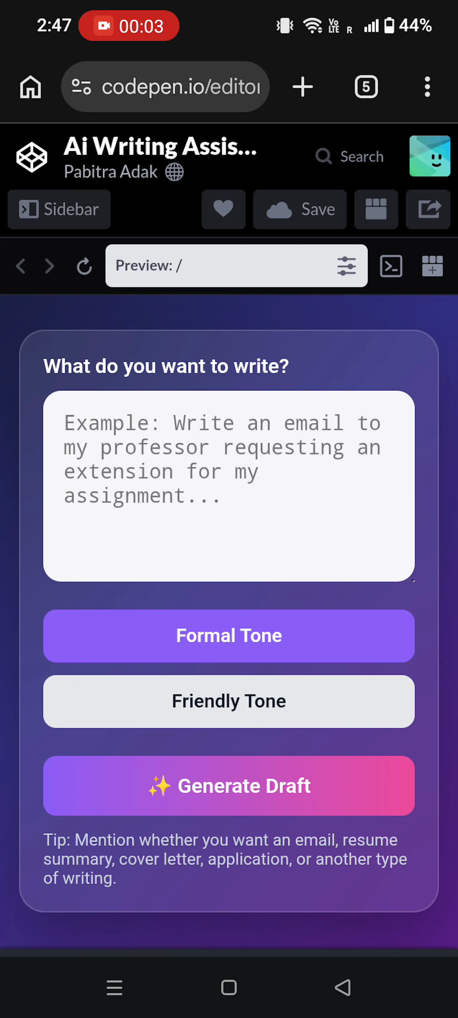 AI Writing Assistant screenshot 2