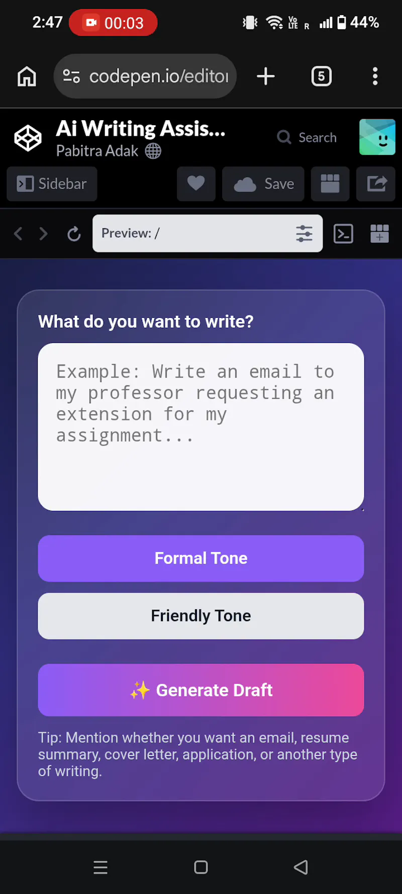 AI Writing Assistant screenshot 2