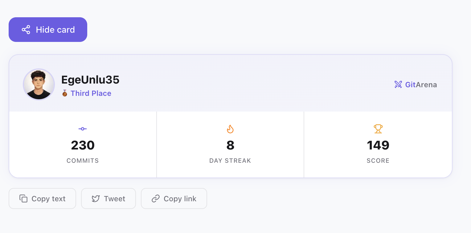 GitArena — Fight with Commits - Screenshot 3 showing product features and functionality