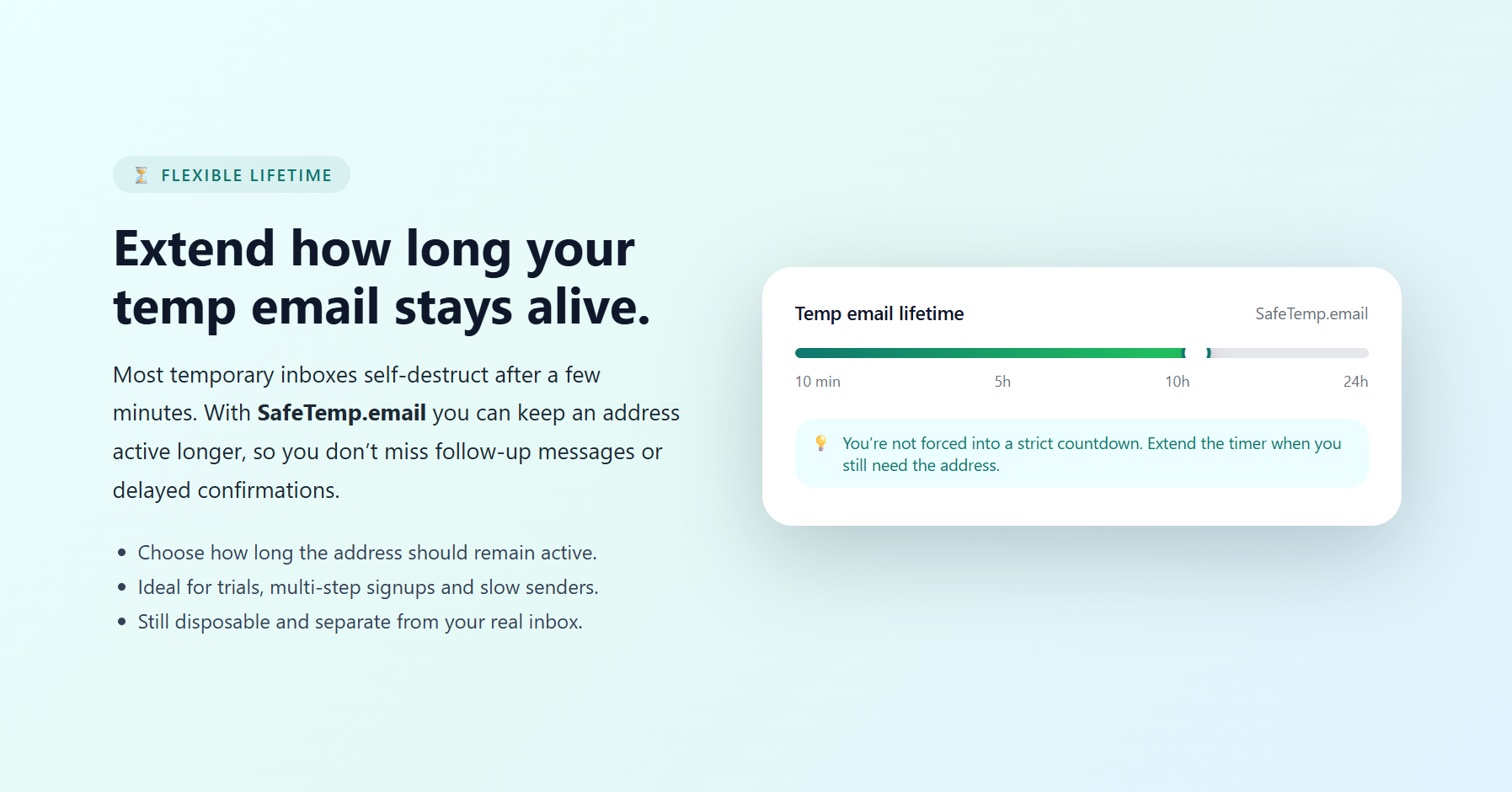 SafeTemp.email - Screenshot 4 showing product features and functionality