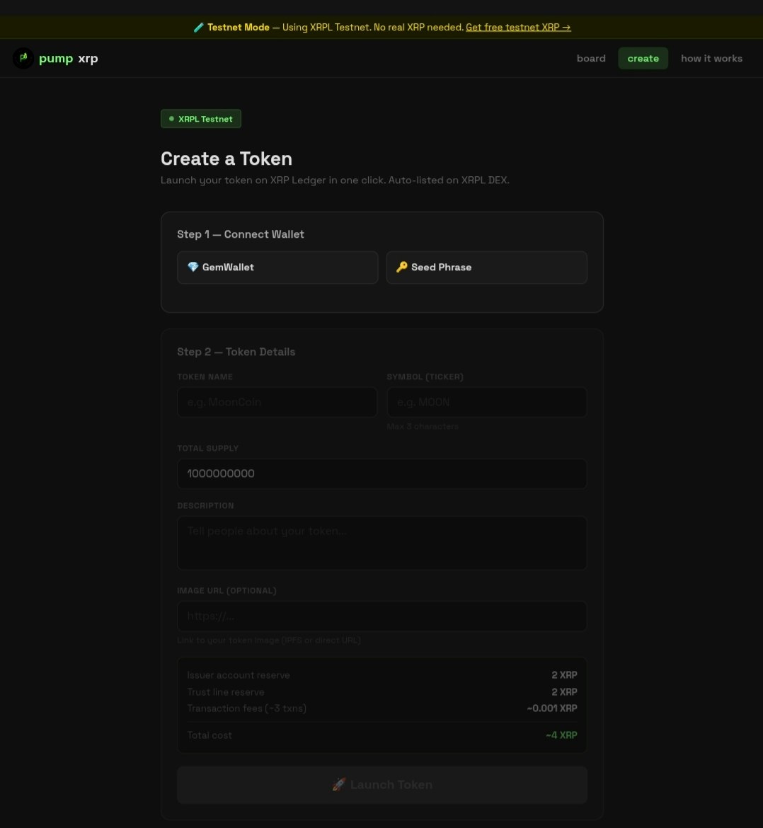 PumpXRP — Token Launchpad on XRP Ledger - Screenshot 3 showing product features and functionality