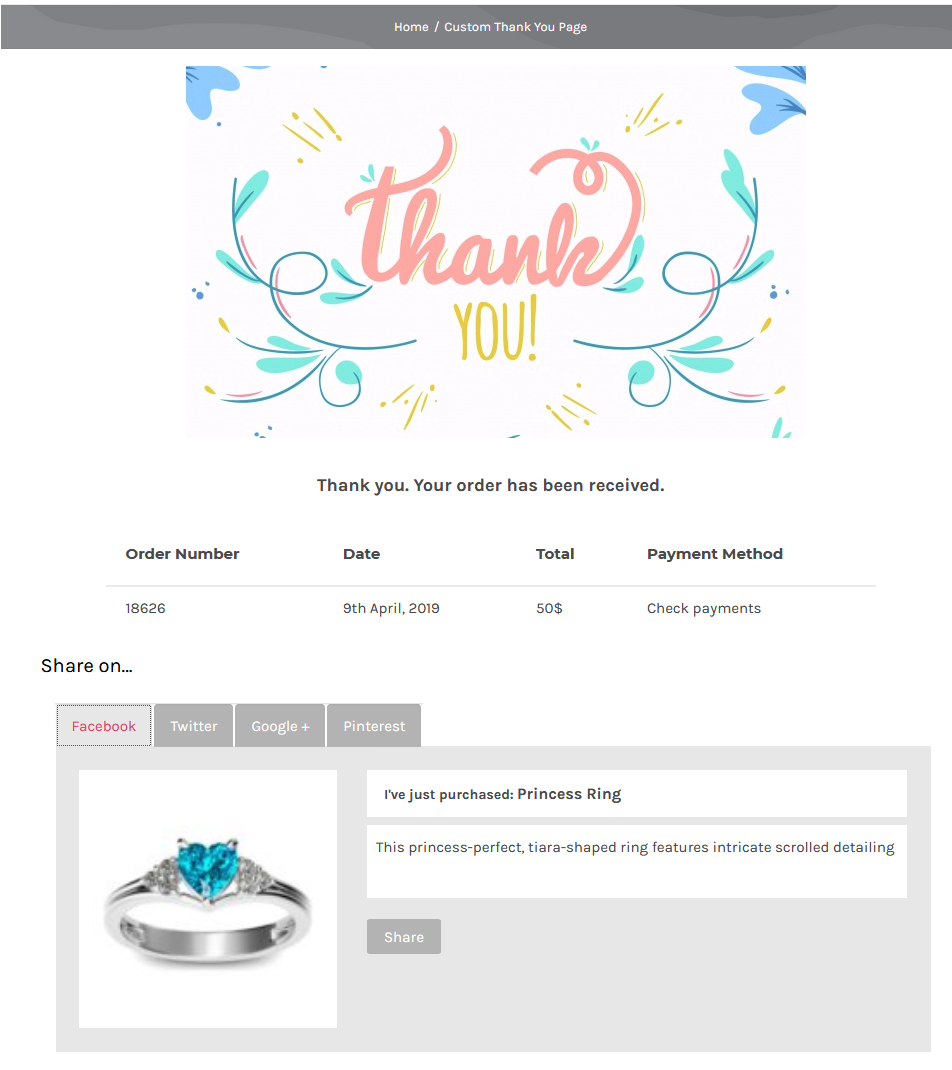 WooCommerce Thank You Page URL Plugin gallery image