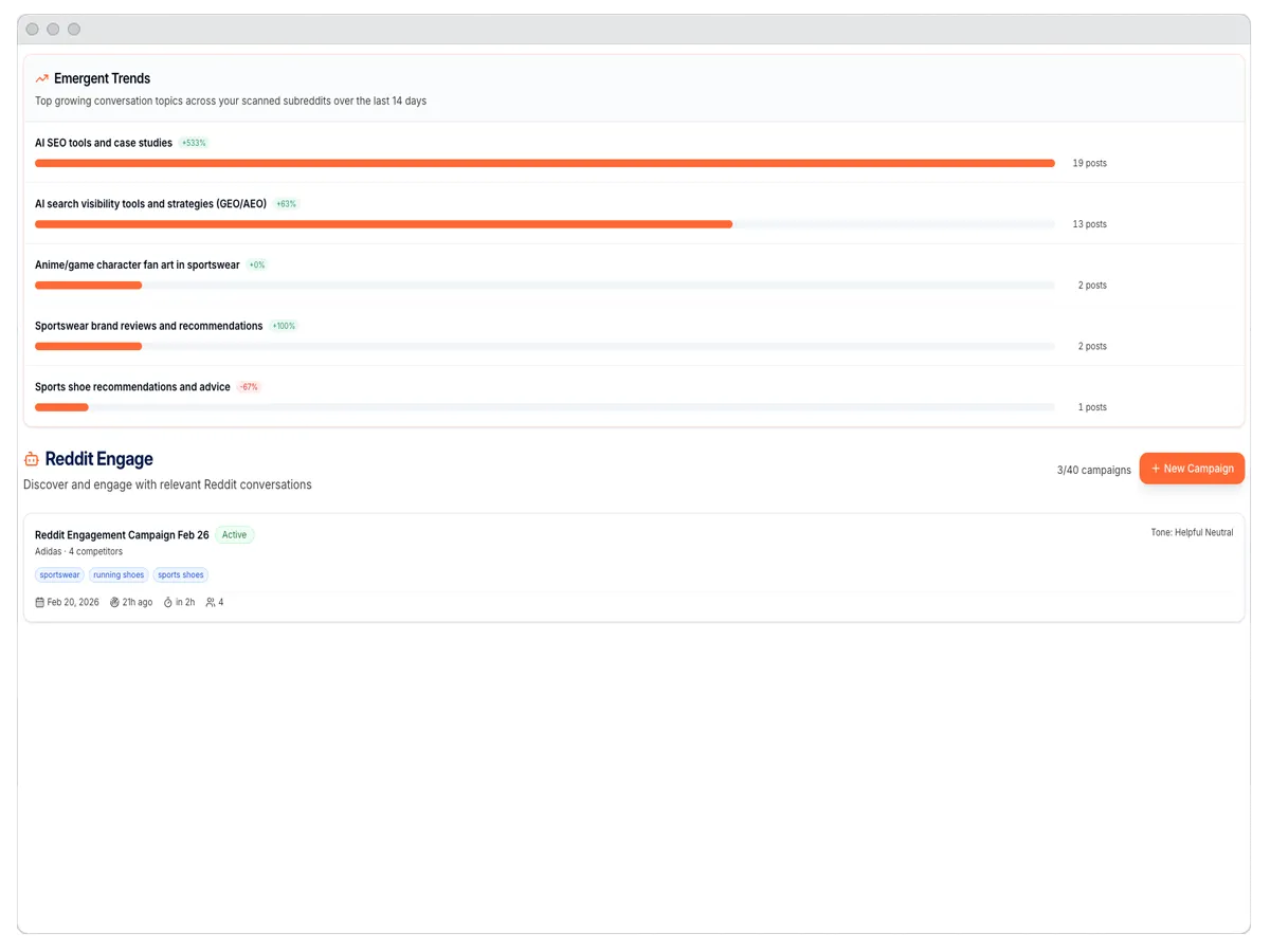 AI Reddit Engagement Tool - Screenshot 2 showing product features and functionality