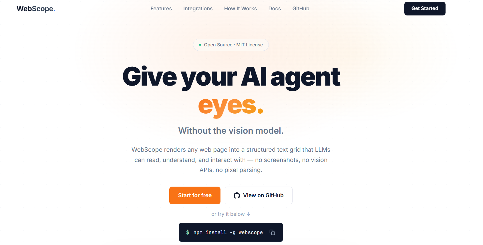 WebScope - Main product screenshot demonstrating key features and user interface