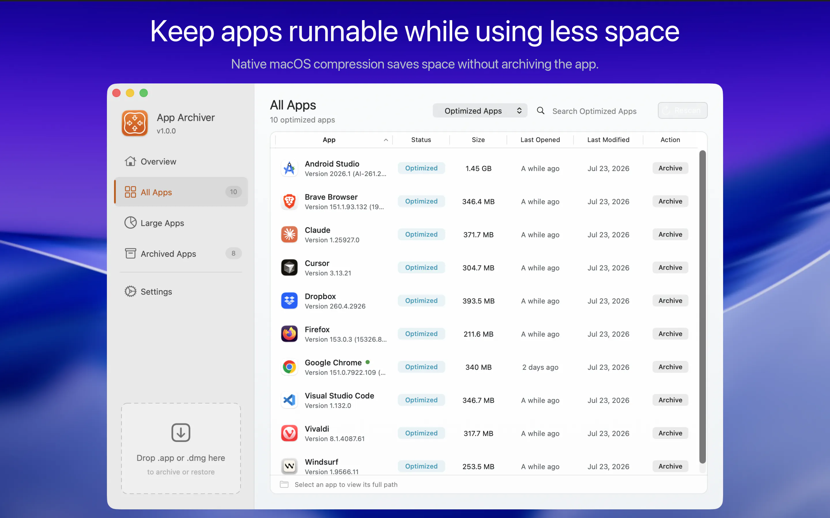 App Archiver screenshot