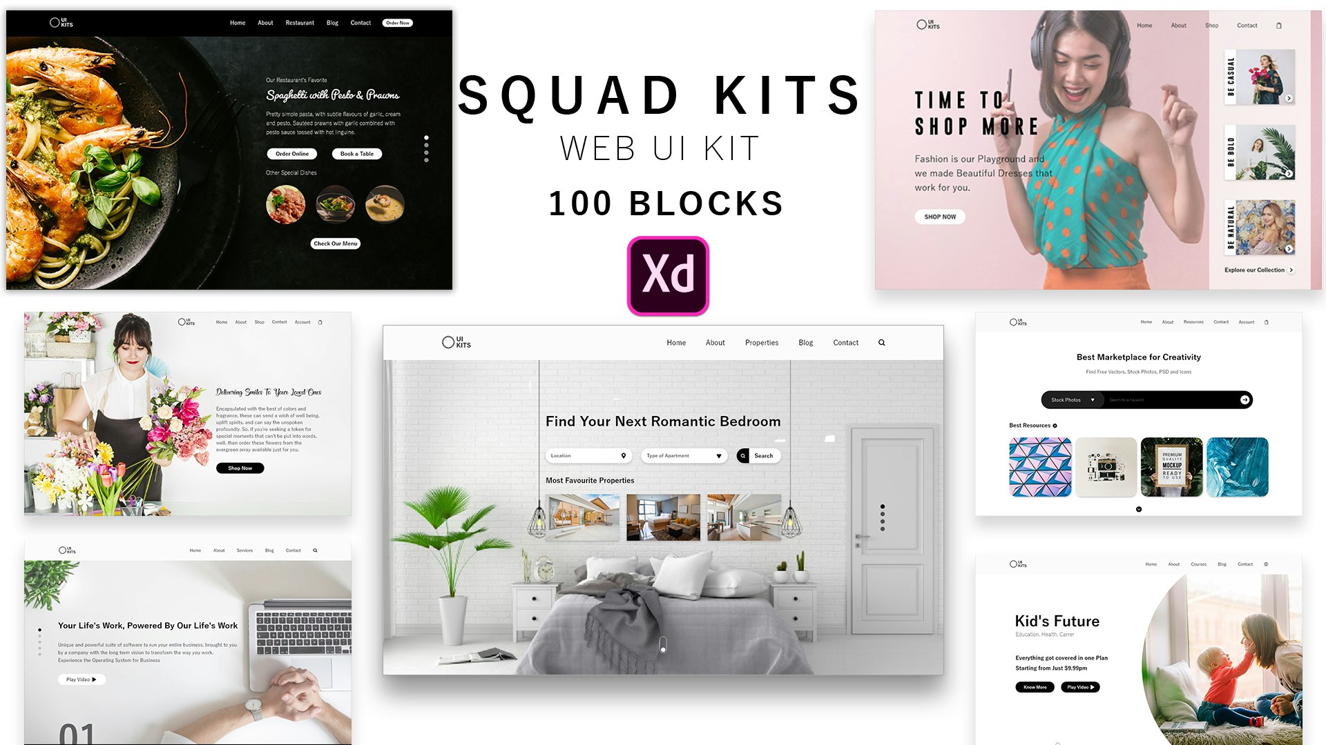 Squad Web UI Kit - Adobe XD UI Kit 