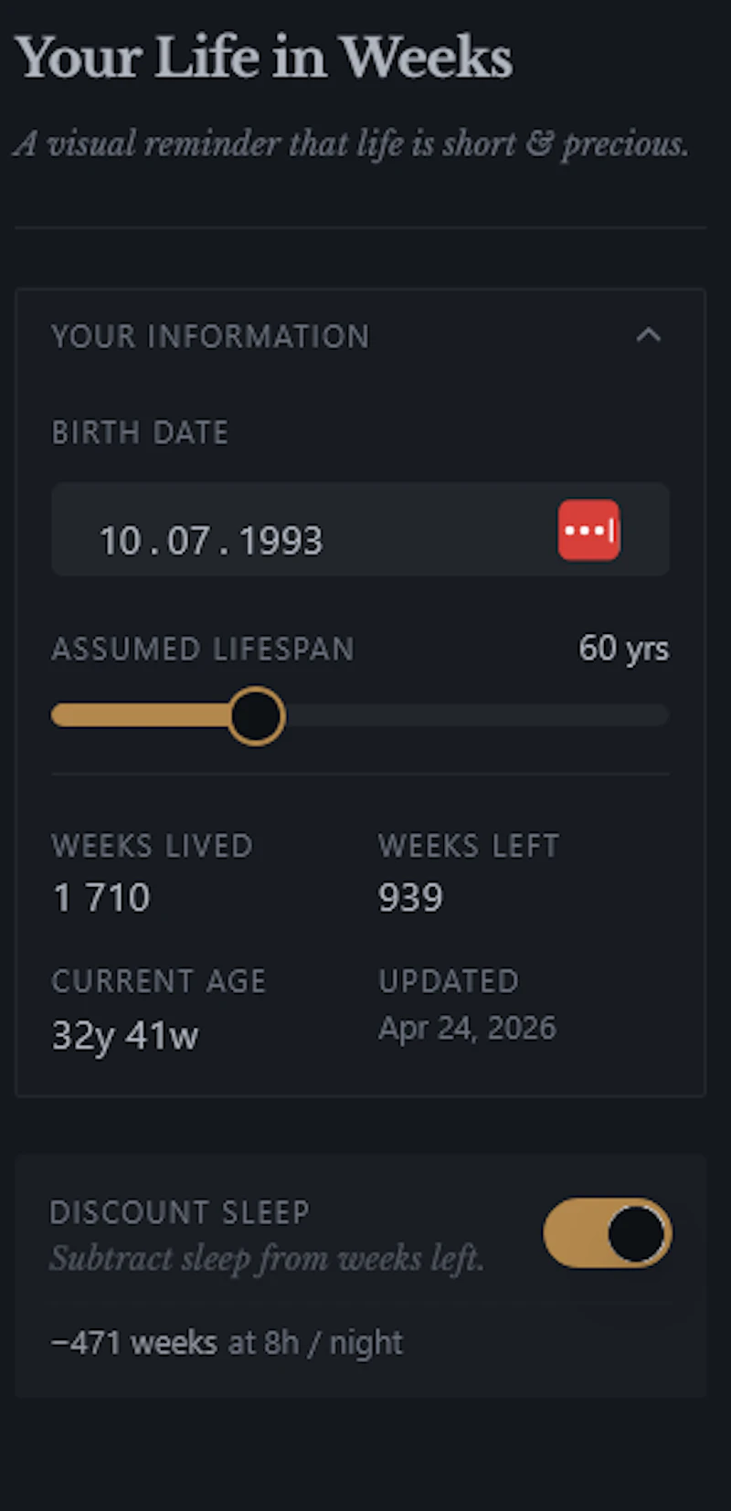 Life in Weeks screenshot 3