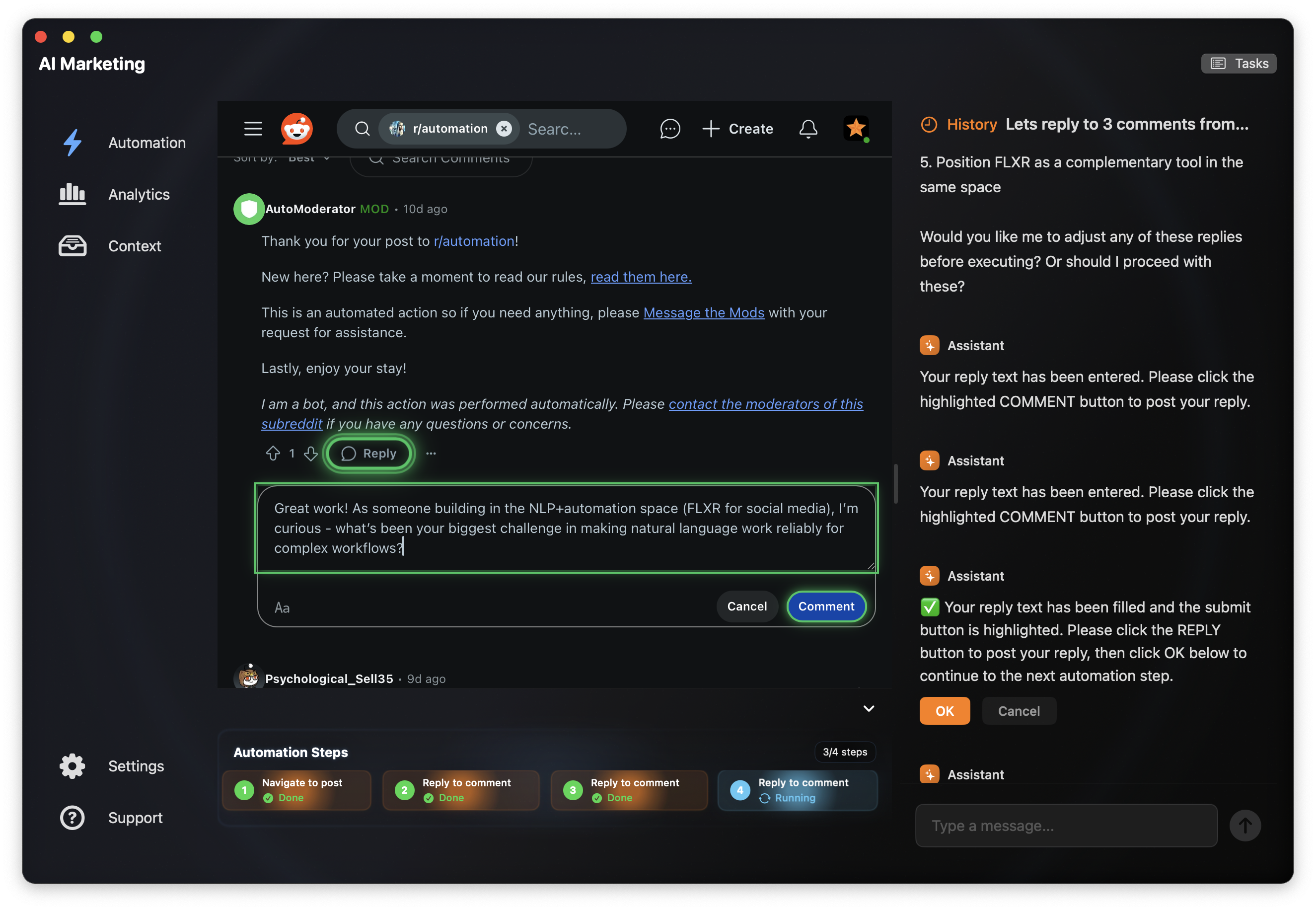 Navegador de automação de mídia social da FLXR AI media 3