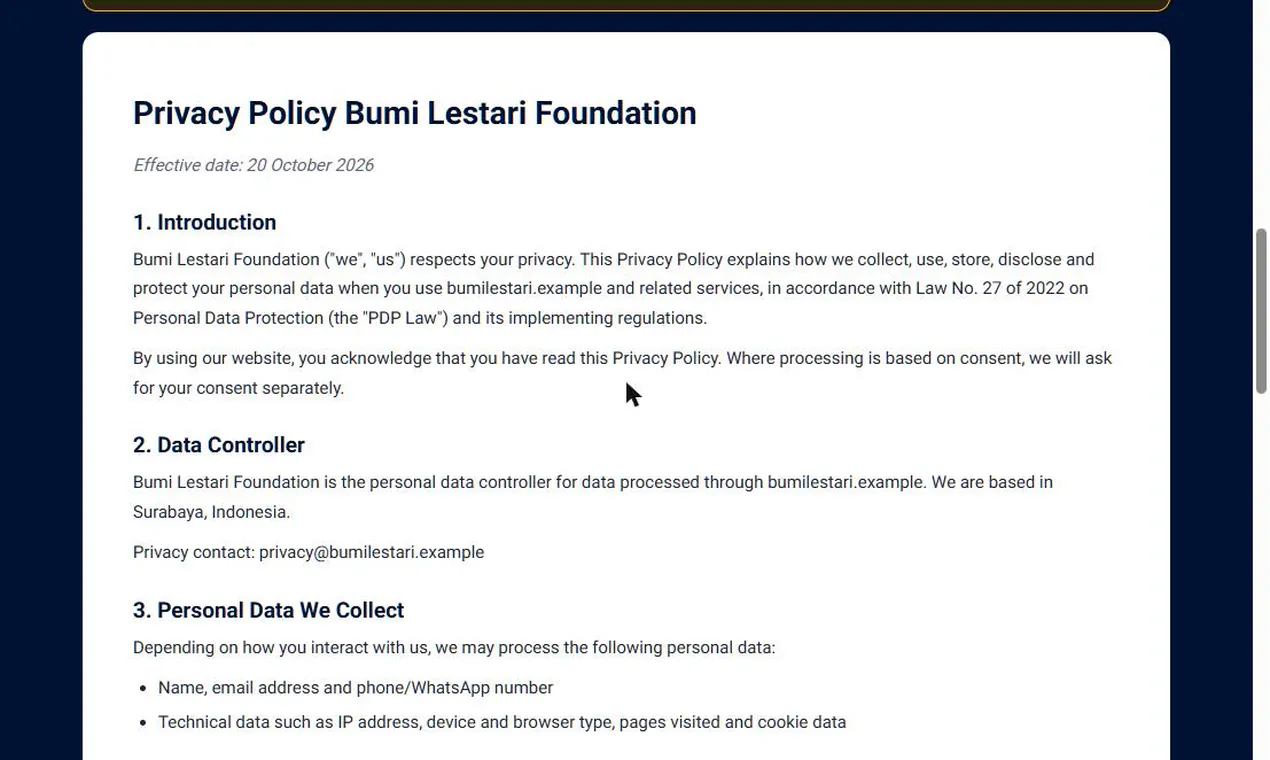 Privacy Policy Generator for Indonesia gallery image