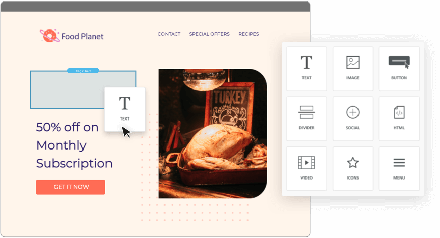 Drag and drop email editor gallery image