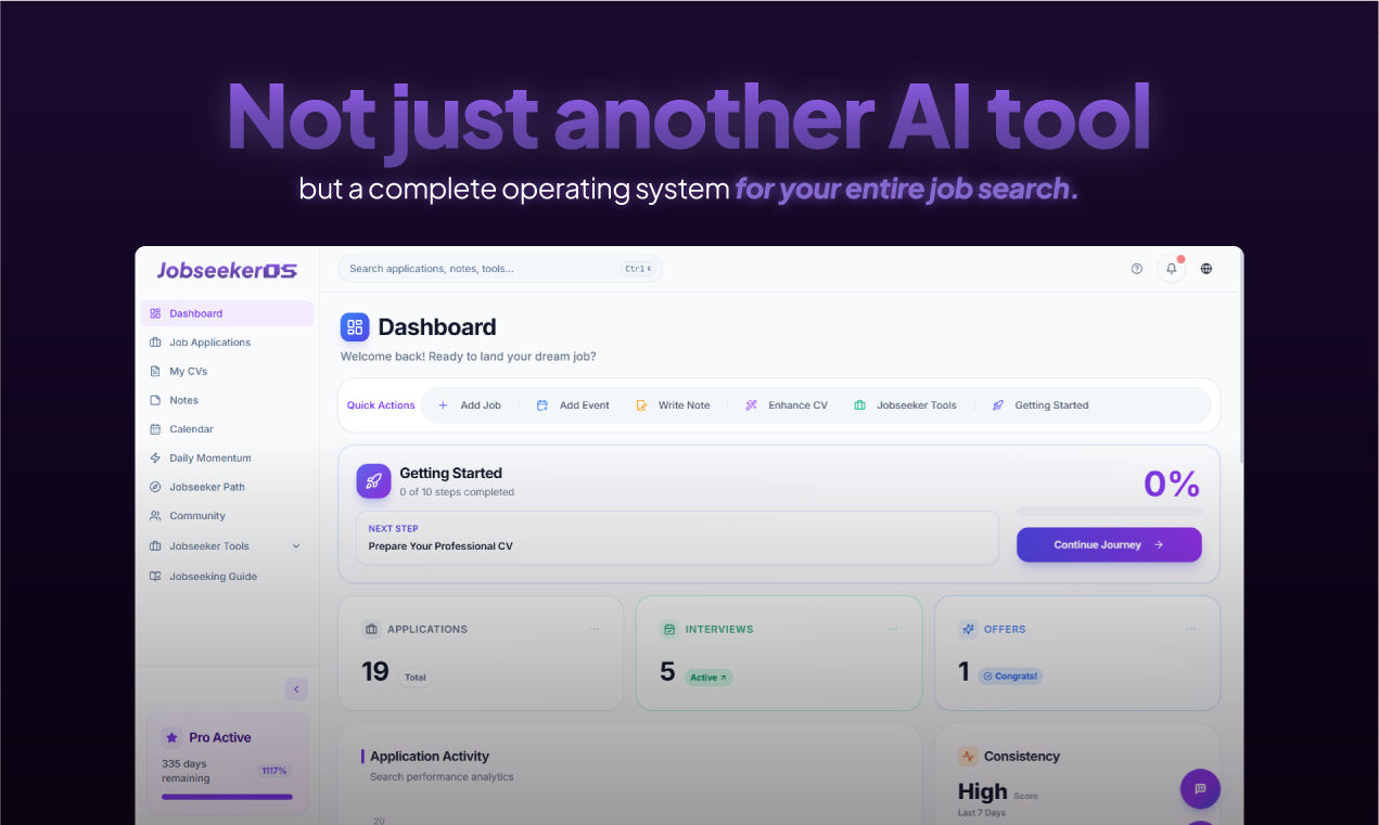 JobseekerOS - Main product screenshot demonstrating key features and user interface