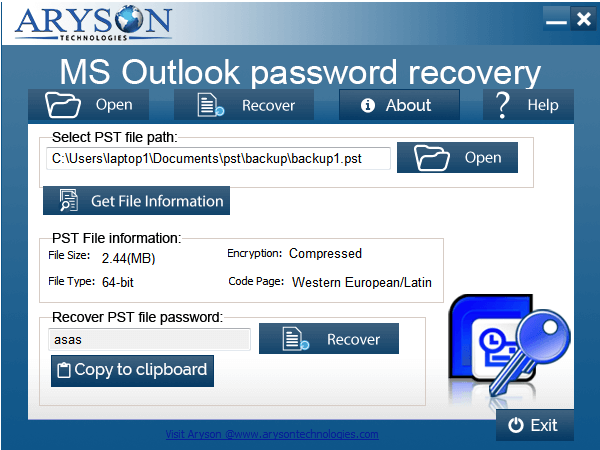 Aryson PSTパスワード回復 - 忘れられたOutlook PSTパスワードを回復するための強力なツールメディア4