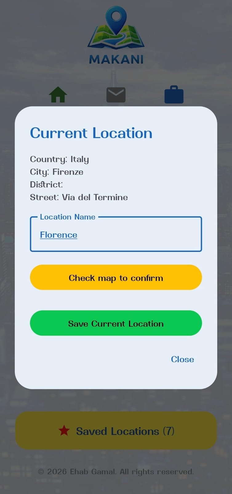 Makani Location & Parking Saver - Main product screenshot demonstrating key features and user interface