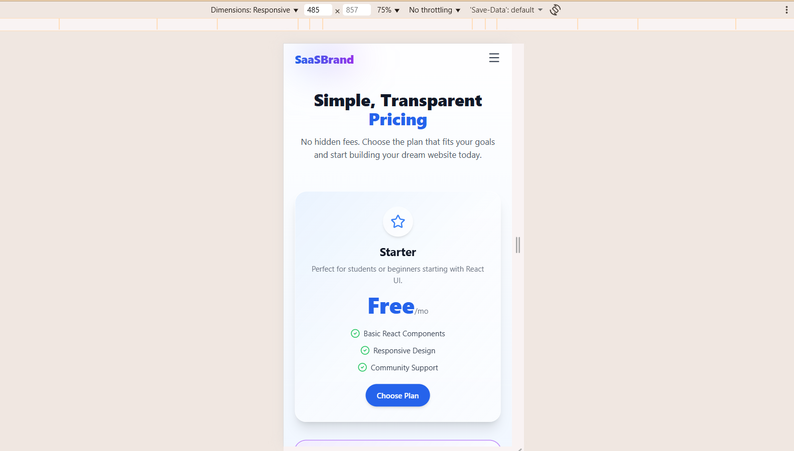 React SaaS Landing Page Template gallery image