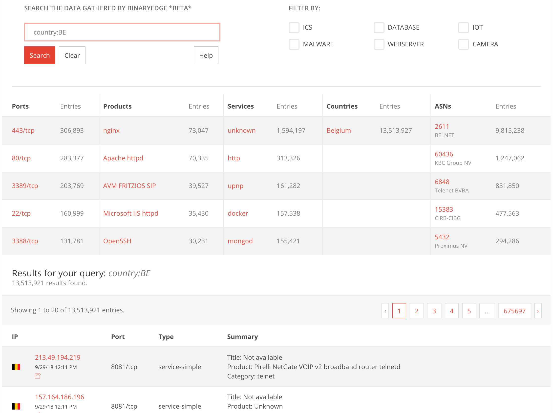 BinaryEdge Portal gallery image