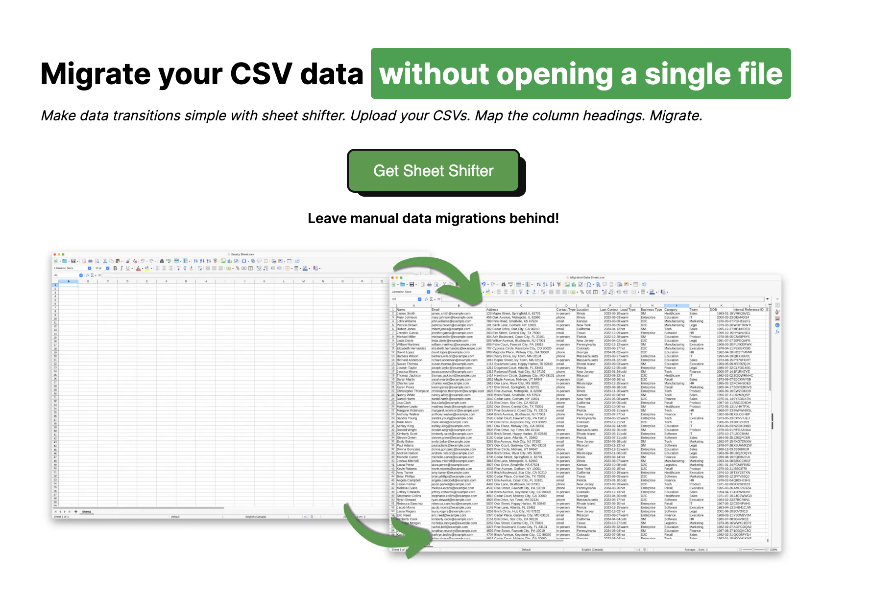 startuptile Sheet Shifter-Migrate CSV data without opening a single file