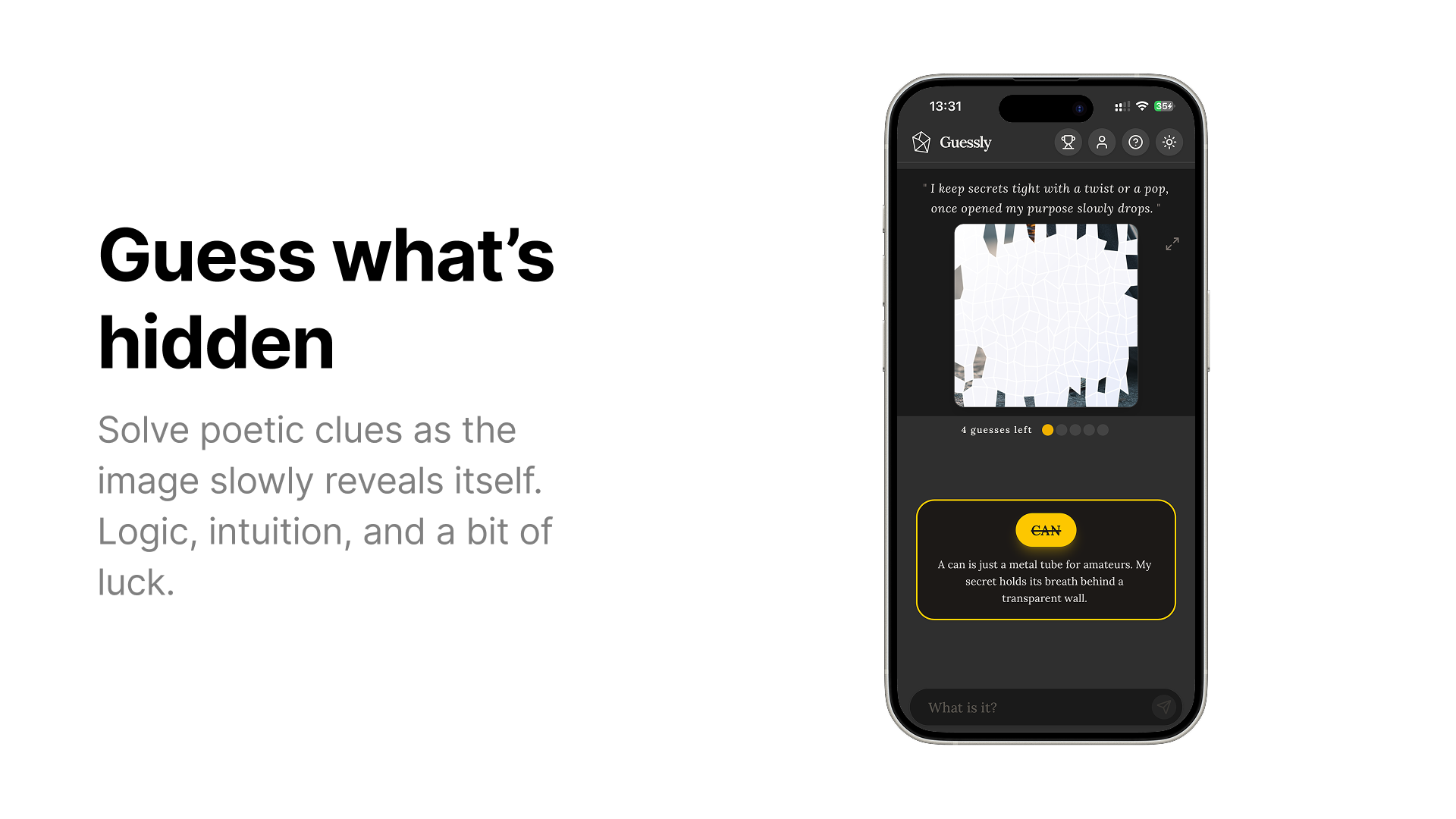 Guessly - Screenshot 2 showing product features and functionality