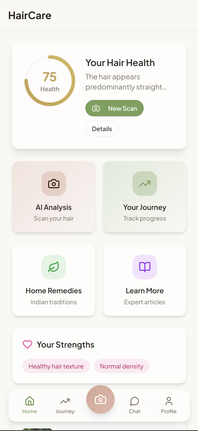 HairCareApp - Screenshot 2 showing product features and functionality