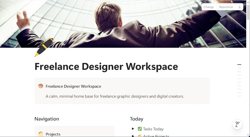 Freelance Workspace Notion Template screenshot 4